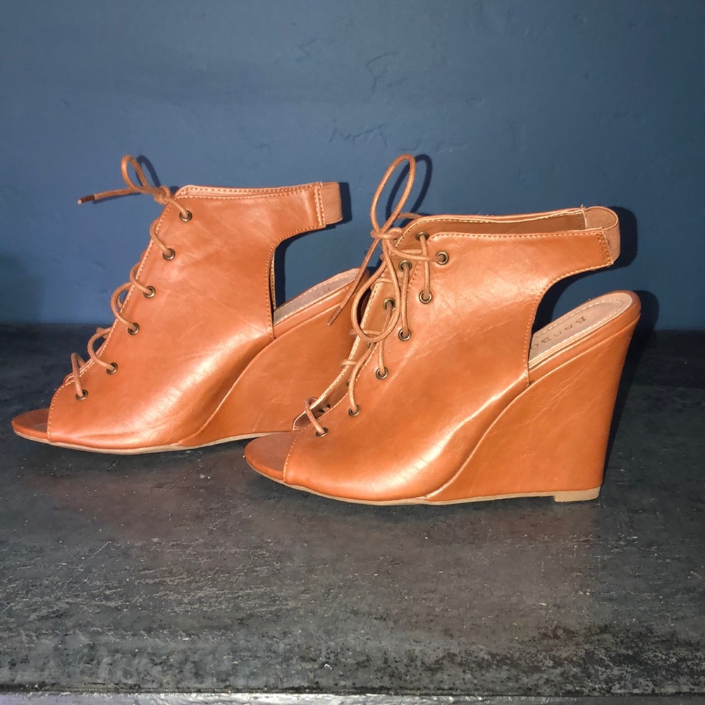 Platform lace up heels with skinny heel